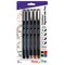 Pentel Arts Pointliner Pigment Ink Pens 5/Pkg-Black, Grey, Sanguine, And Sepia